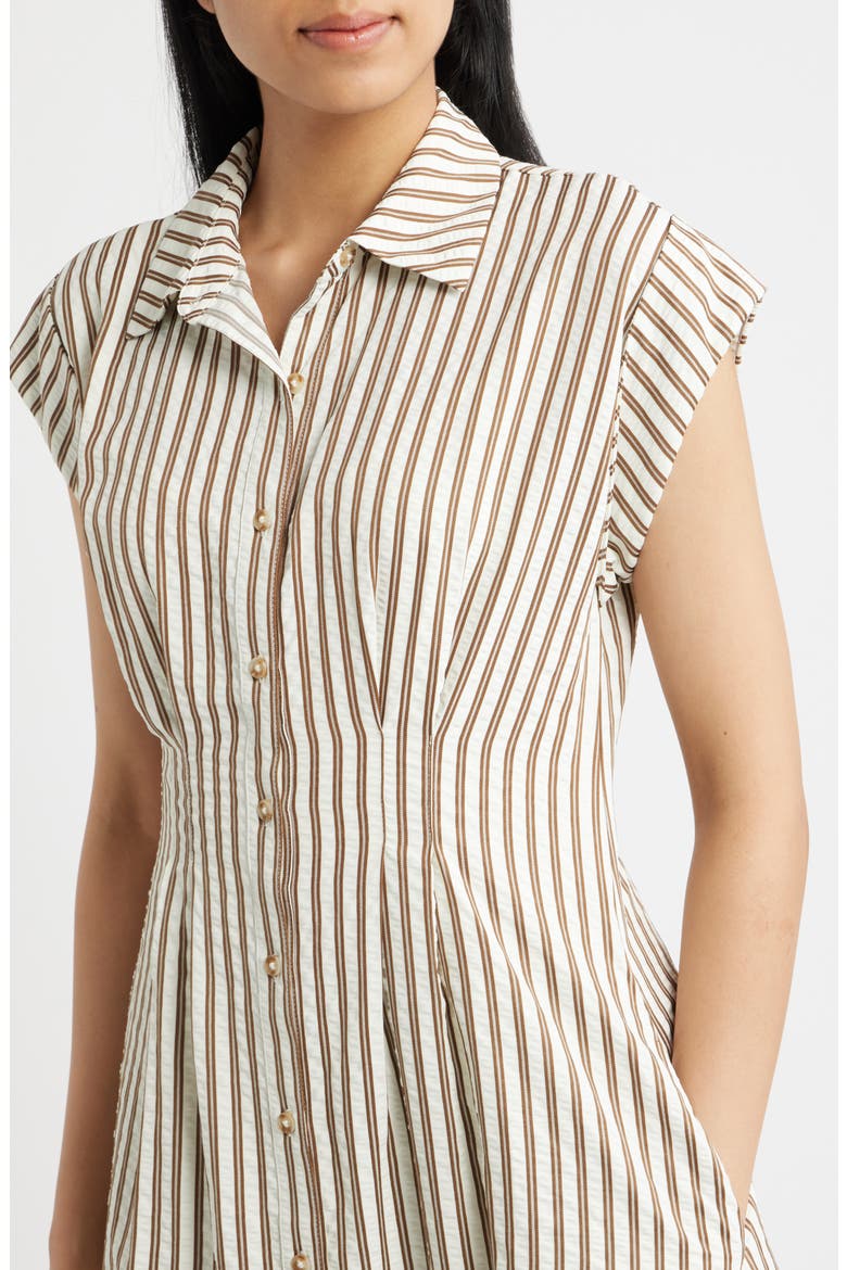 Striped Button Front Shirtdress, Alternate, color, IVORY MULTI