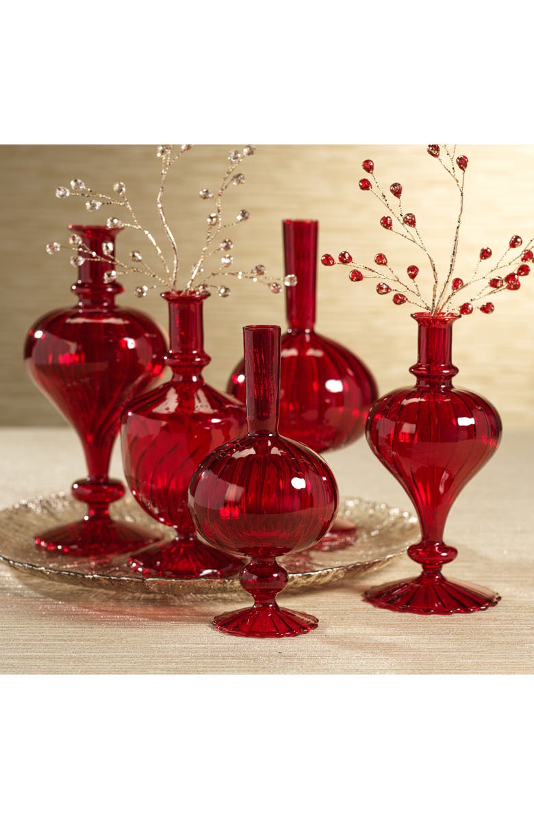 Zodax Vellum Spiral Footed Glass Vase, Alternate, color, Red