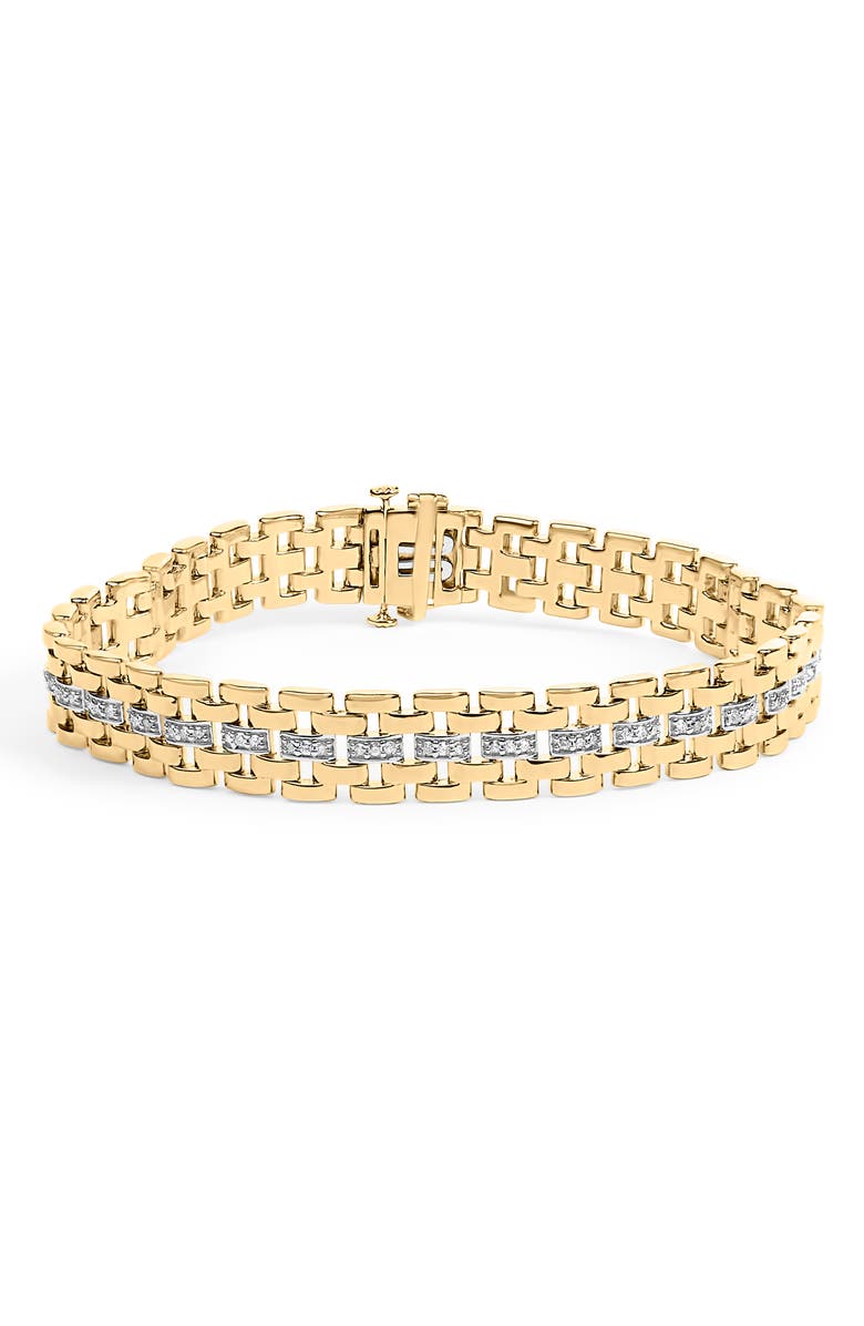 Haus of Brilliance Men's 14K Yellow Gold Plated Silver 1.0 Cttw Diamond Geometric Link Bracelet, Main, color, Yellow