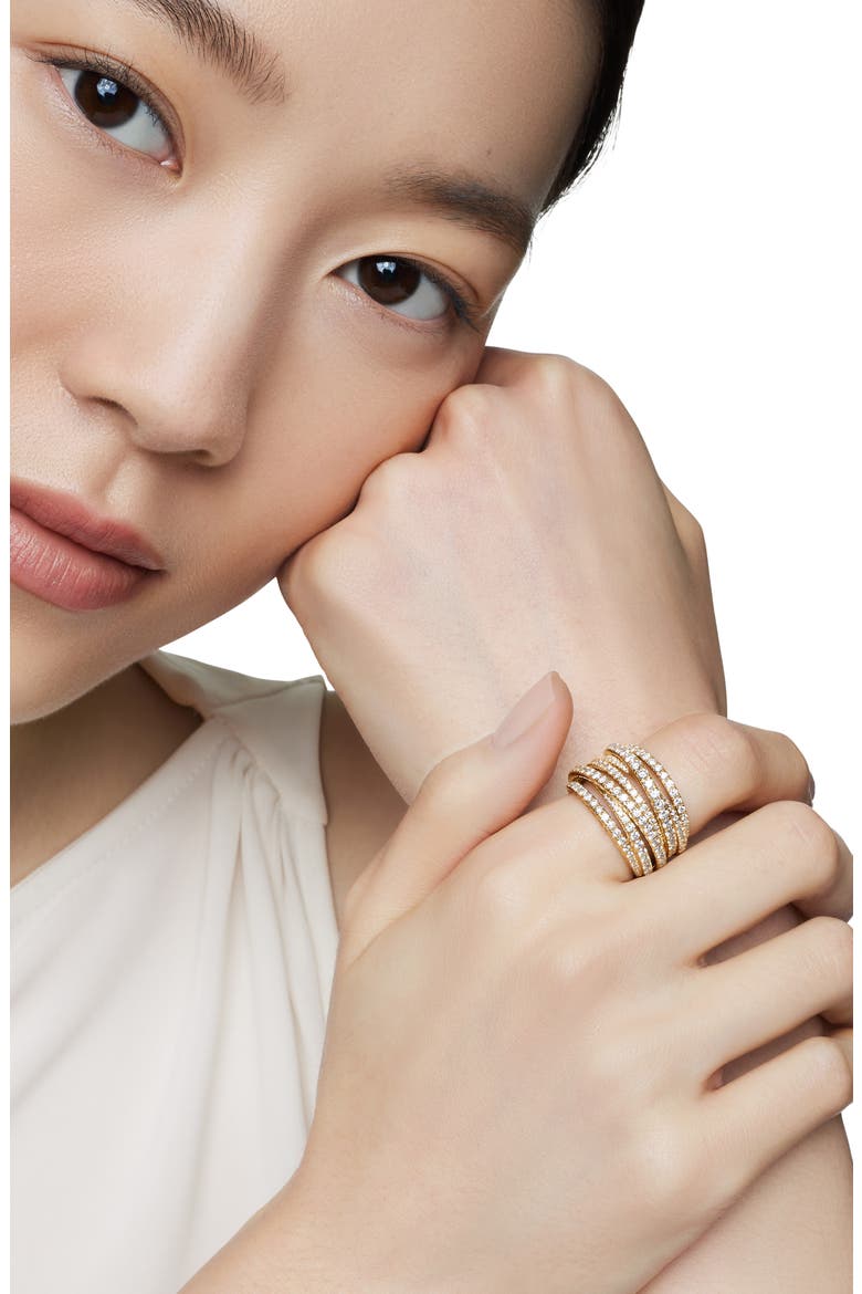 Pavé Crossover Ring in 18K Yellow Gold with Diamonds, Alternate, color, 18K YELLOW GOLD