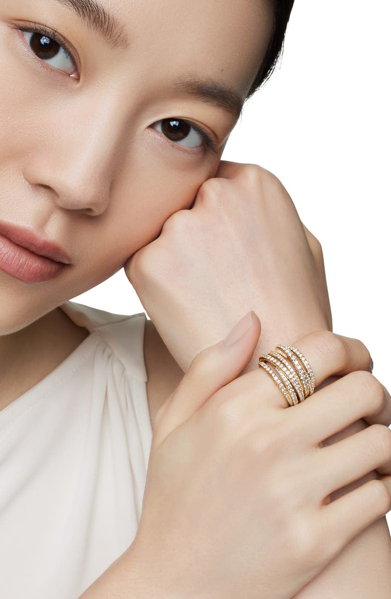 David Yurman Pavé Crossover Ring in 18K Yellow Gold with Diamonds, Alternate, color, 18K Yellow Gold