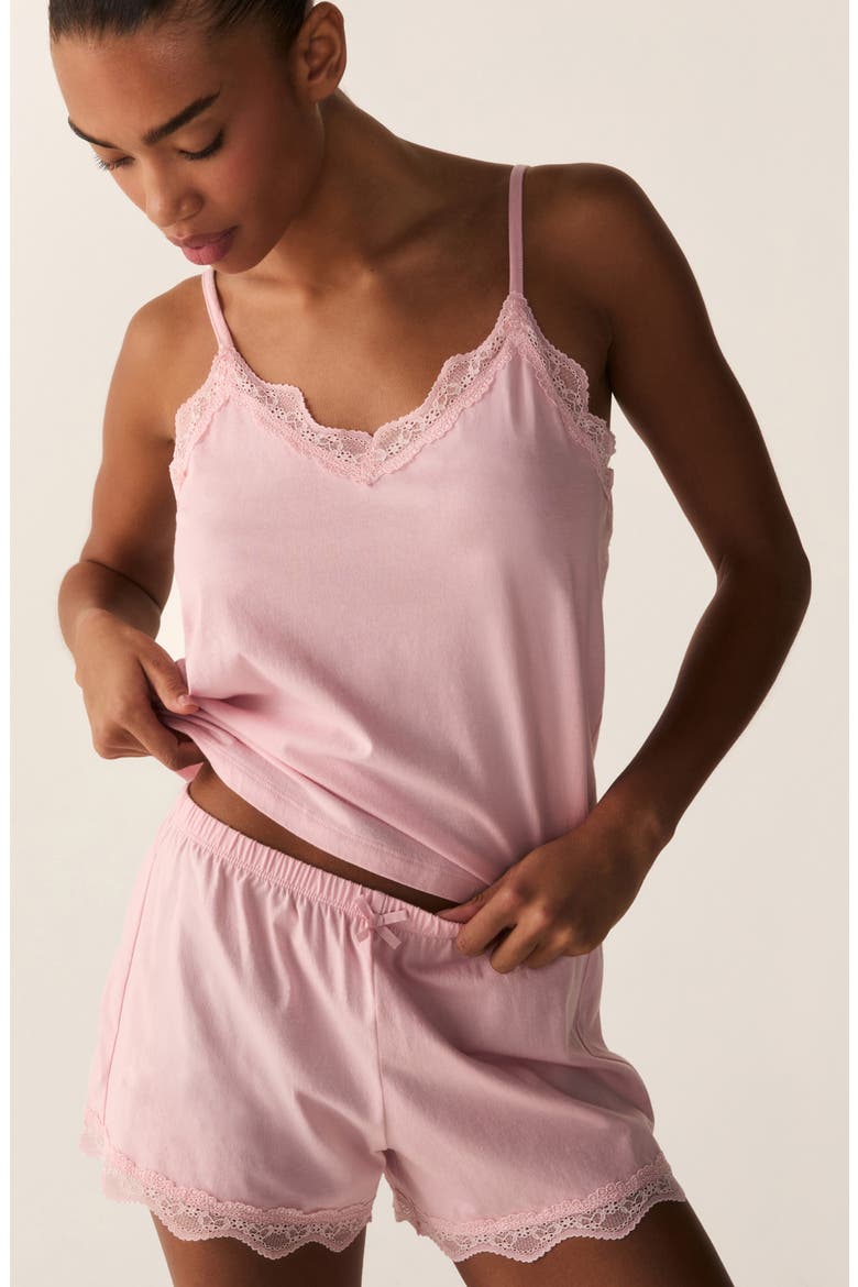 Pima Cotton Lace Trim Camisole Pajamas, Alternate, color, PINK