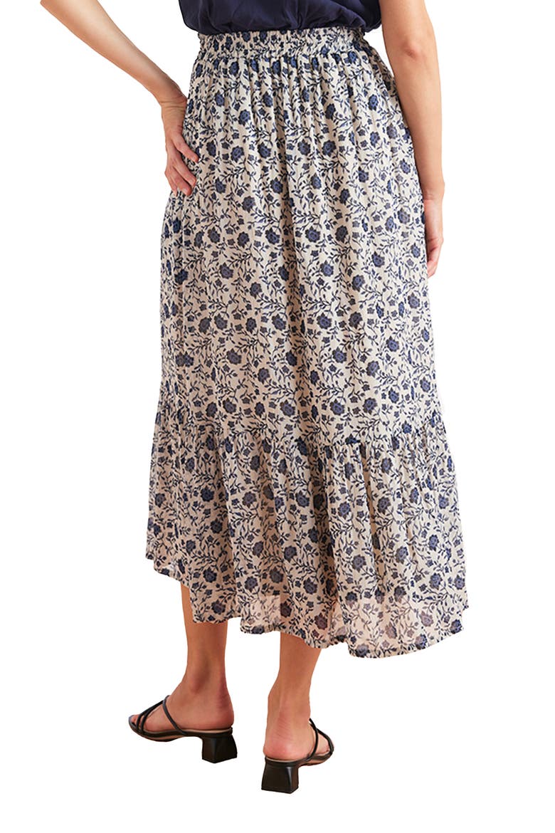 Wren Tiered Midi Skirt, Alternate, color, Sapphire Vines