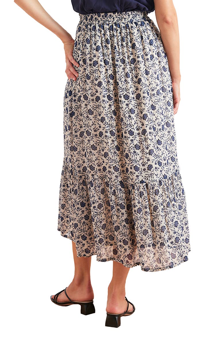 Paneros Clothing Wren Tiered Midi Skirt, Alternate, color, Sapphire Vines