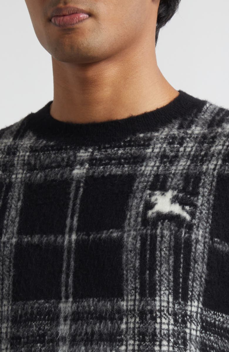 Burberry Tarron EKD Wool Blend Sweater, Alternate, color, Black/ White