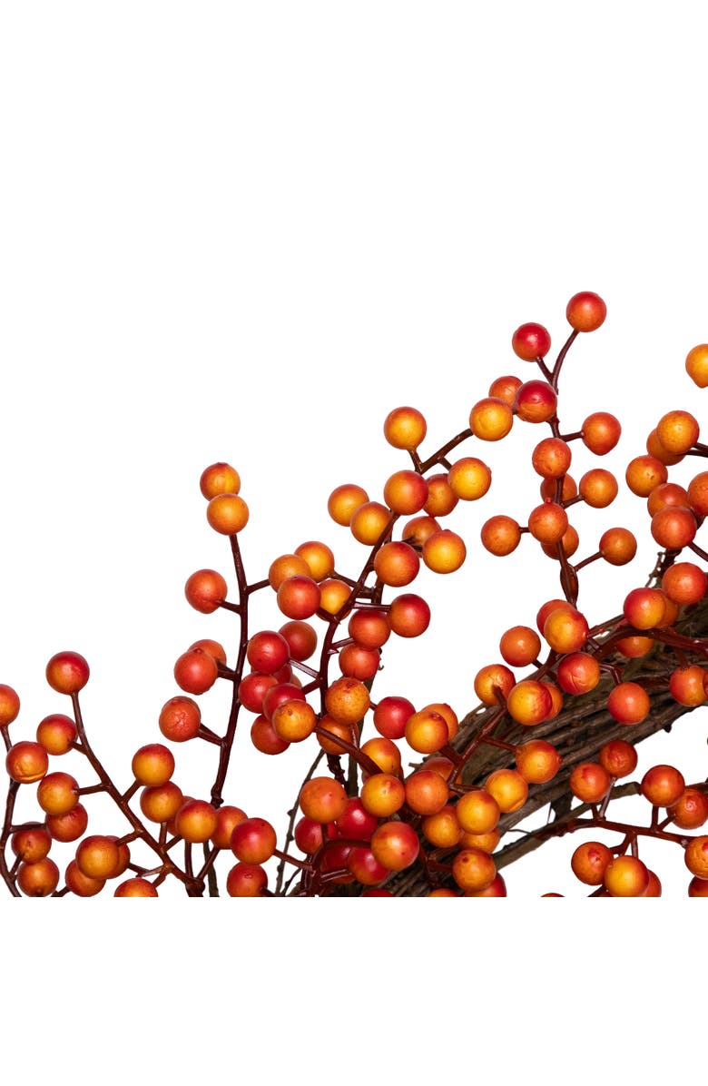 Northlight Berries Artificial Fall Harvest Twig Wreath - 18" - Orange, Alternate, color, 