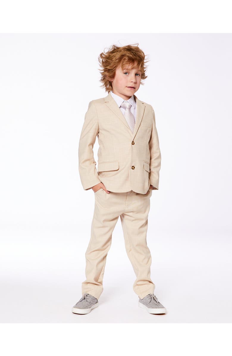 Deux par Deux Little Boy's Two Button Blazer Light Taupe, Alternate, color, 