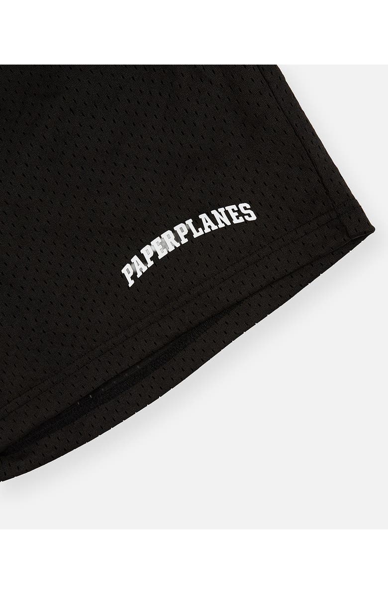 PAPER PLANES Logo Mesh Basketball Shorts, Alternate, color, Black