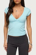 EDIKTED Penelopy Overlap V-Neck T-Shirt