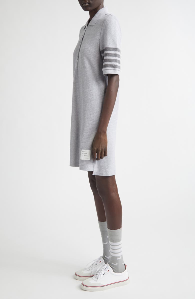 Thom Browne 4-Bar Cotton Piqué Polo Dress, Alternate, color, Pale Grey