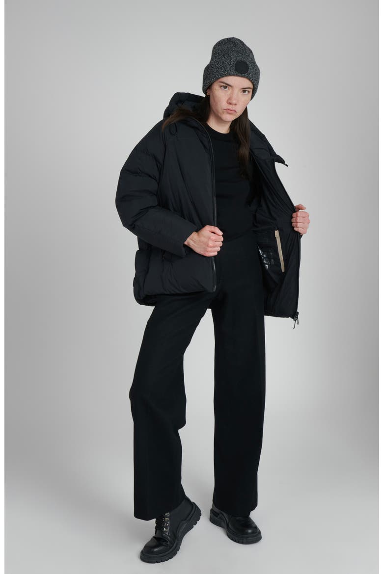 Elango Water Resistant Hooded Down Puffer Jacket, Alternate, color, BLACK