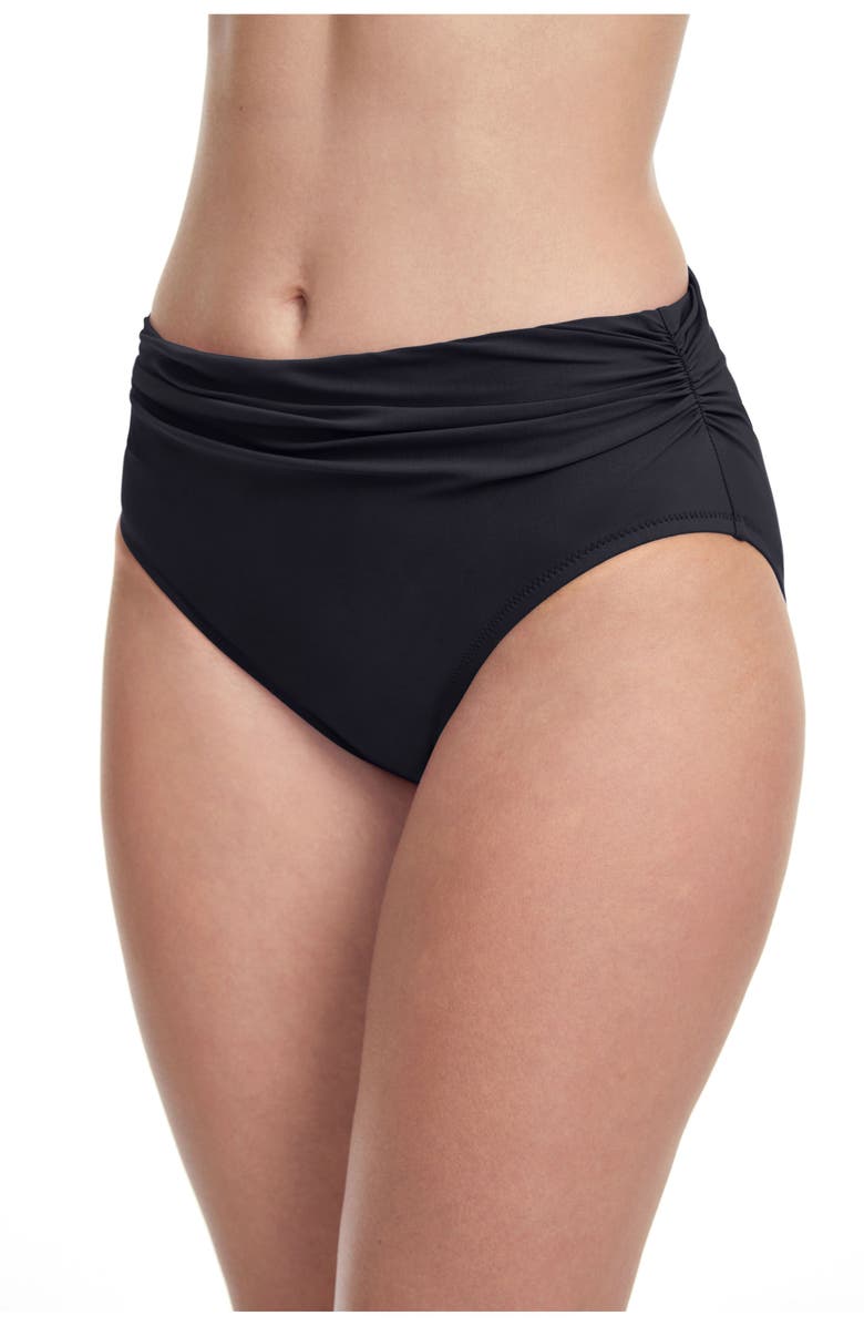Profile by Gottex Tutti Frutti High Waist Side Shirred Swim Bottom, Alternate, color, Black