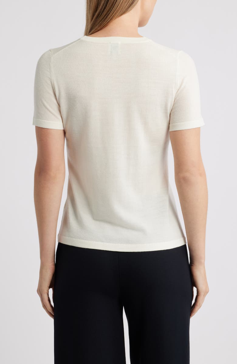 Anne Klein Luxe Washable Short Sleeve Wool Sweater, Alternate, color, White Dove