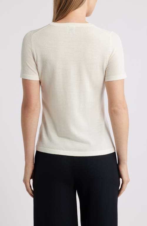 Anne Klein Luxe Washable Short Sleeve Wool Sweater In White