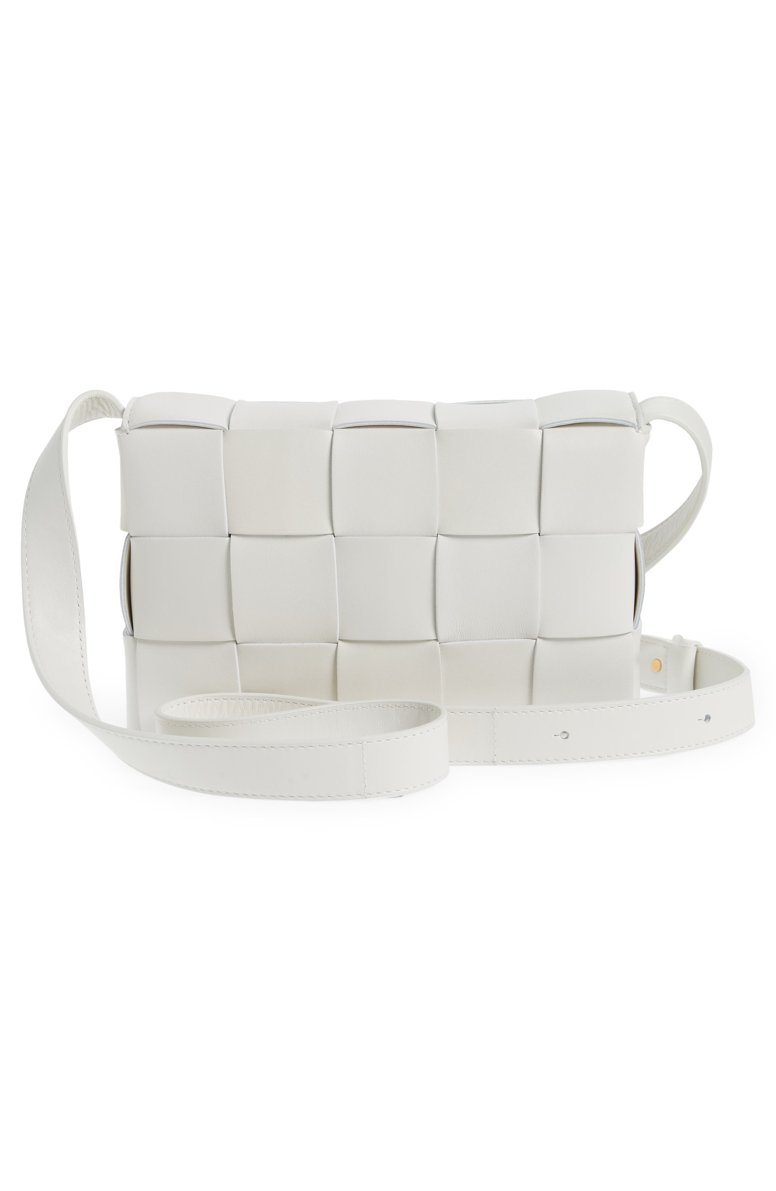 Bottega Veneta Intrecciato Leather Crossbody Bag, Alternate, color, White Gold