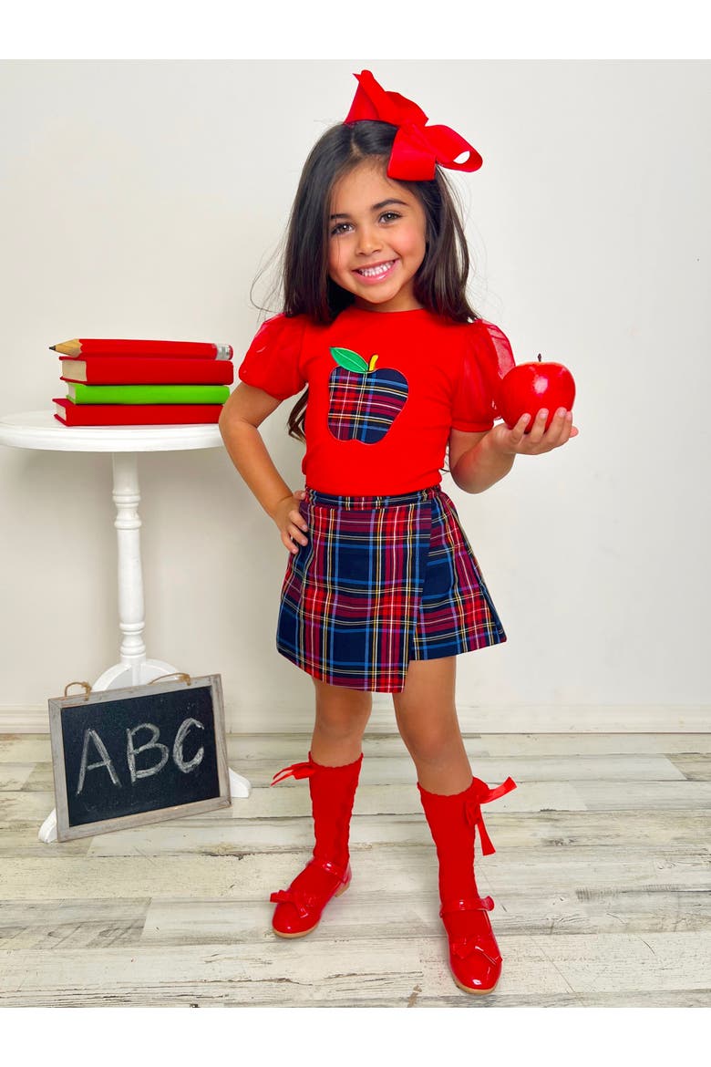 Little Miss Perfect Plaid Skort Set, Alternate, color, Red