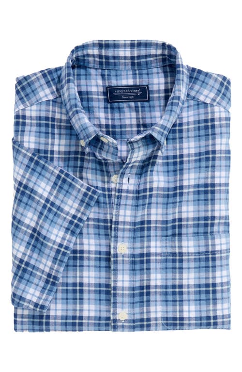 Vineyard Vines Coskata Island Plaid Short Sleeve Button-down Shirt In Nude