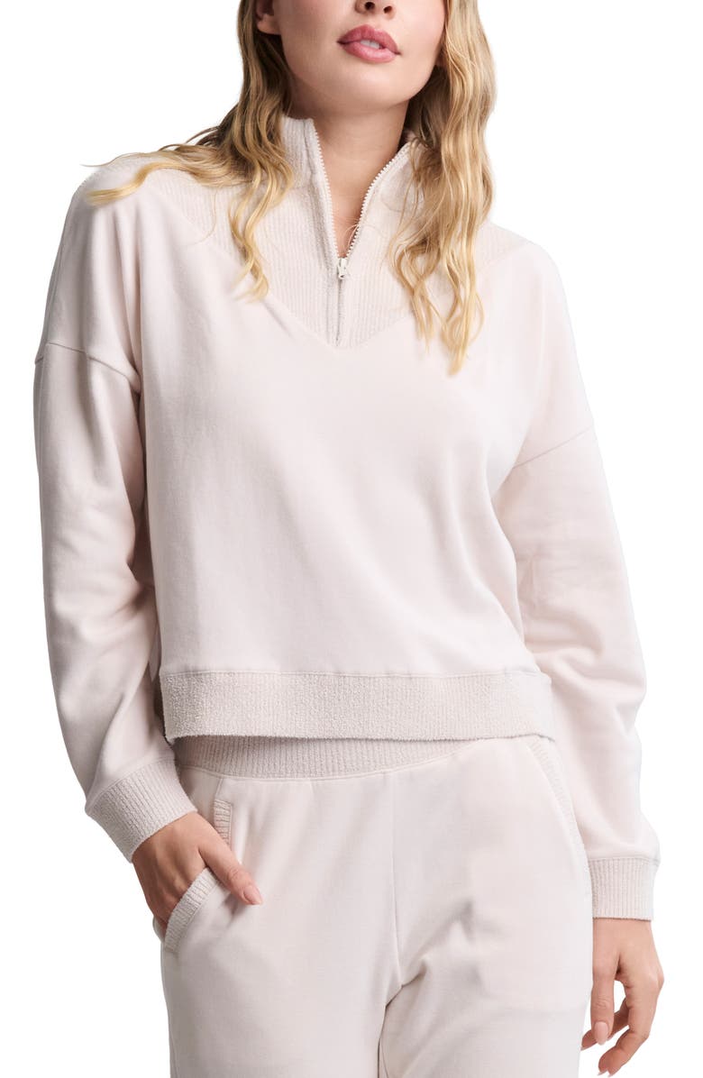 Barefoot Dreams<sup>®</sup> CozyChic<sup>®</sup> Ultra Lite<sup>®</sup> Rib Quarter Zip, Main, color, Sand Dune