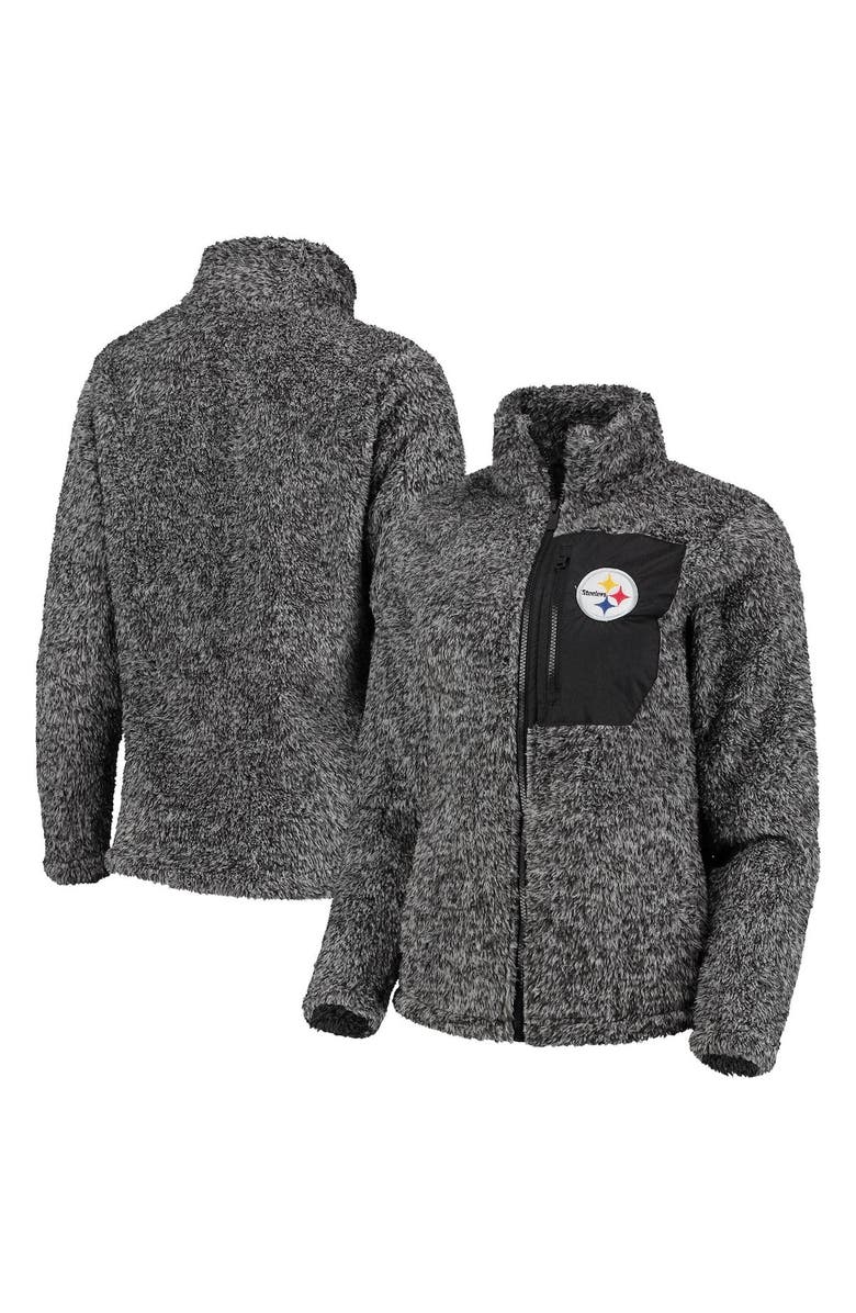 Outerstuff Juniors Black Pittsburgh Steelers Intercepting Teddy Full-Zip Jacket, Main, color, 