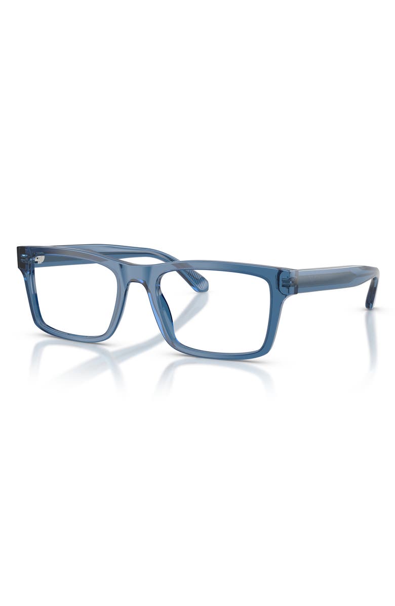 Emporio Armani 54mm Rectangle Optical Glasses, Alternate, color, Shiny Blue / Demo Lens