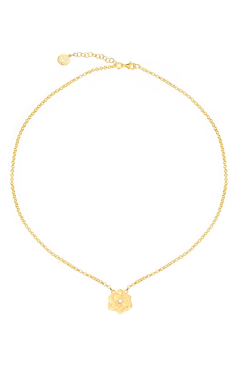 GABI RIELLE Rosebud CZ Pendant Necklace, Main, color, Gold