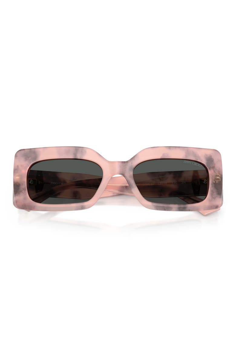 53mm Rectangular Sunglasses, Alternate, color, ROSE HAVANA / DARK GREY