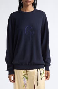 CONNER IVES Insignia Crewneck Merino Wool Sweater