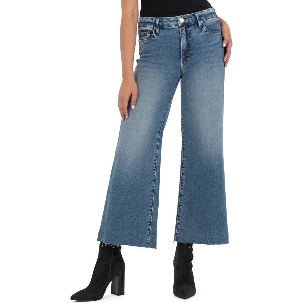 Kut From The Kloth Meg Raw Hem Ankle Wide Leg Jeans In Blue