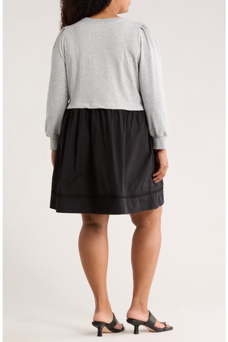 Mixed Media Long Sleeve Dress, Alternate, color, GREY HEATHER COMBO
