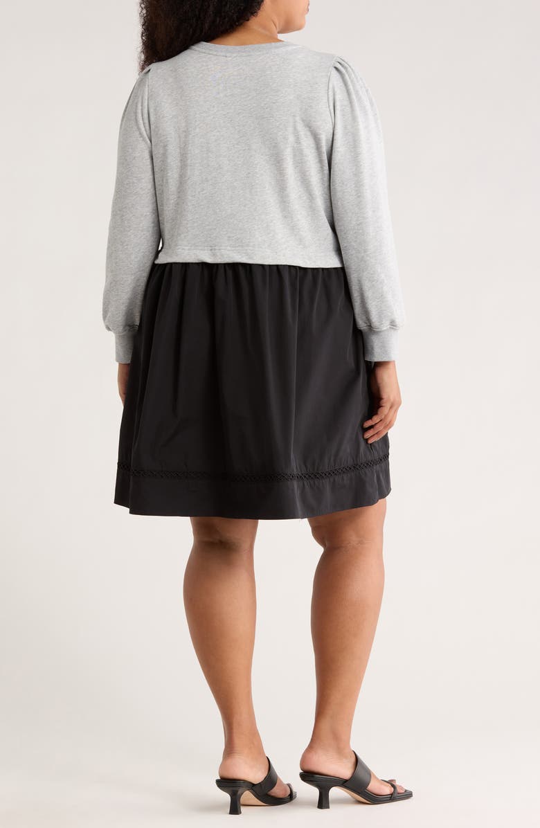 Melrose and Market Mixed Media Long Sleeve Dress, Alternate, color, Grey Heather Combo