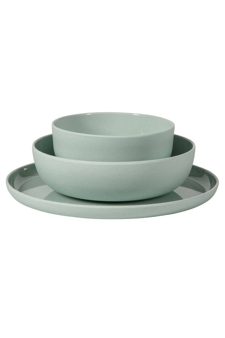 12 Piece Wheat Straw Melamine Dinnerware Set, Alternate, color, Green