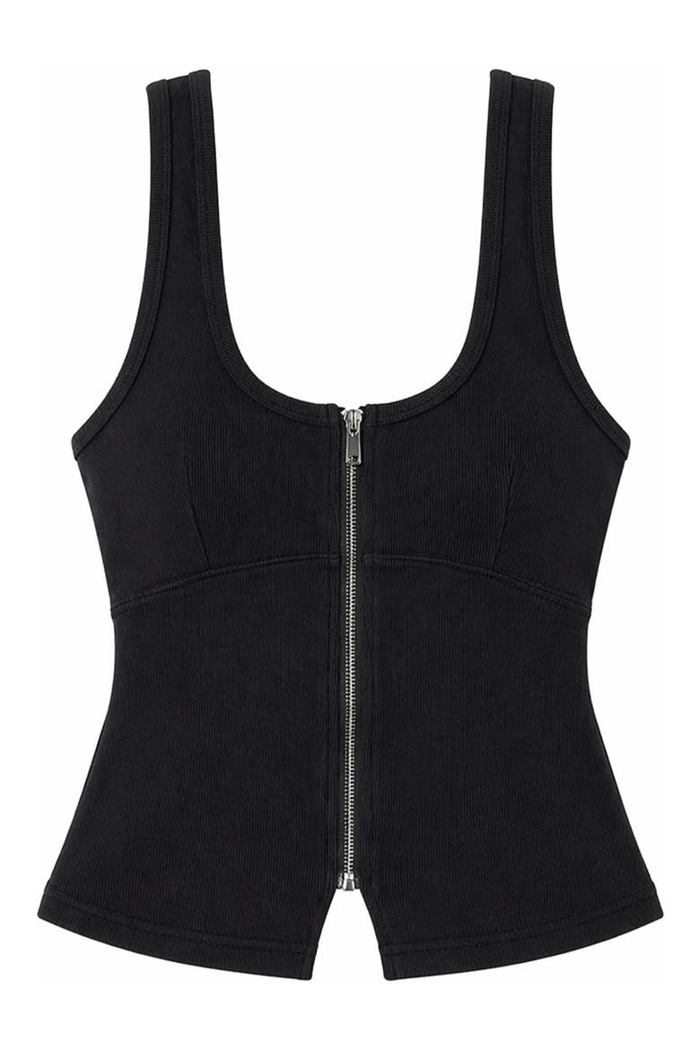 Zip Front Bustier Tank, Alternate, color, BLACK