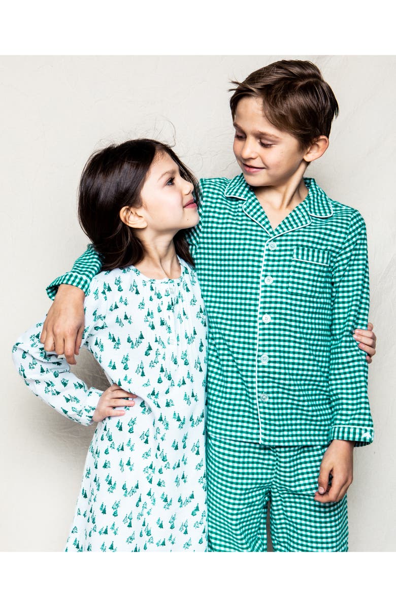 Petite Plume Kids' Gingham Check Flannel Two-Piece Pajamas, Alternate, color, 