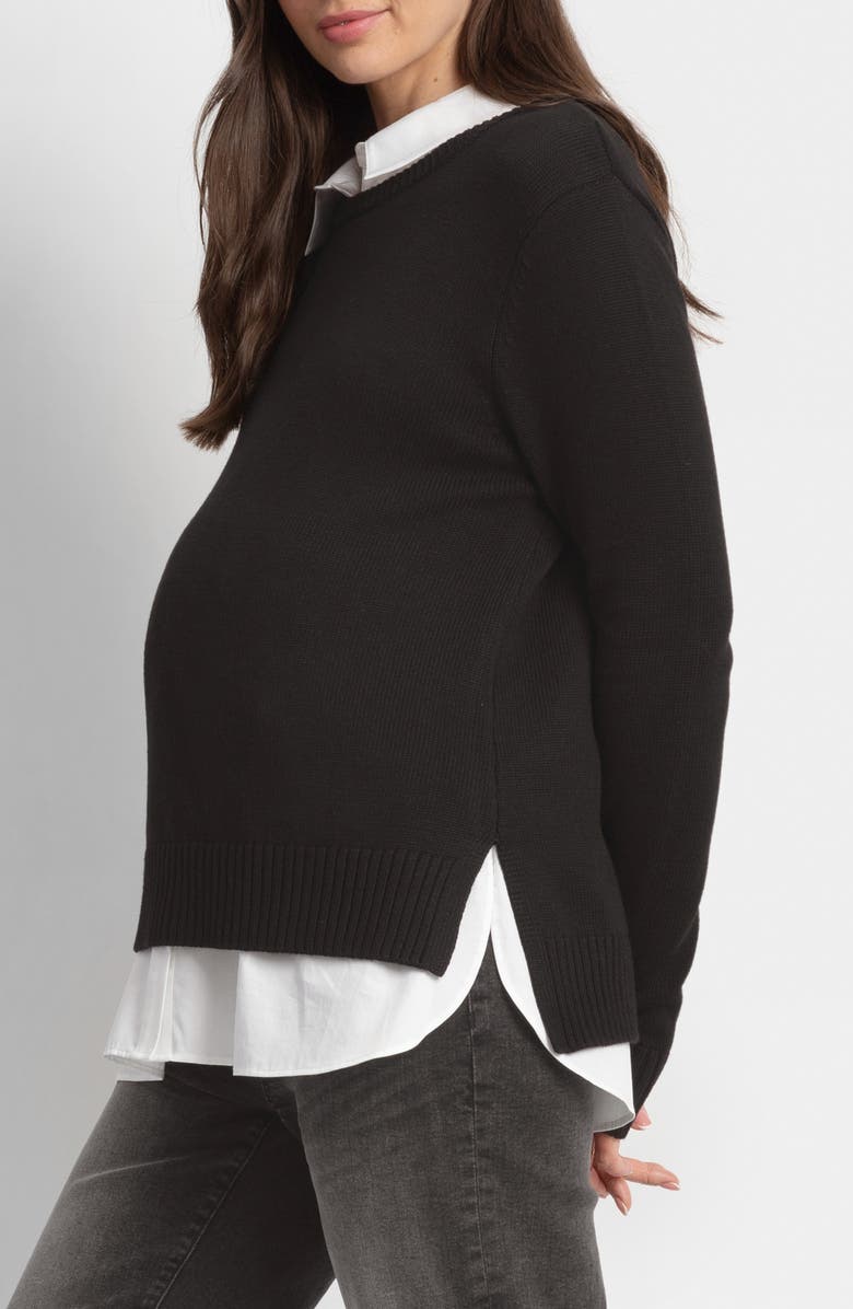 Seraphine Crewneck Maternity Sweater & Button-Up Shirt Set, Alternate, color,