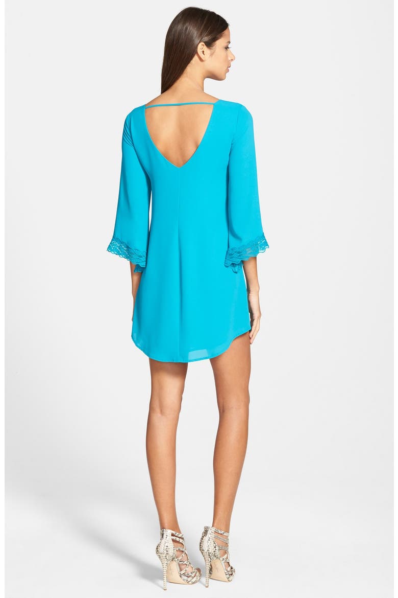 ASTR Lace Trim Shift Dress, Alternate, color, CAPRI TURQUOISE