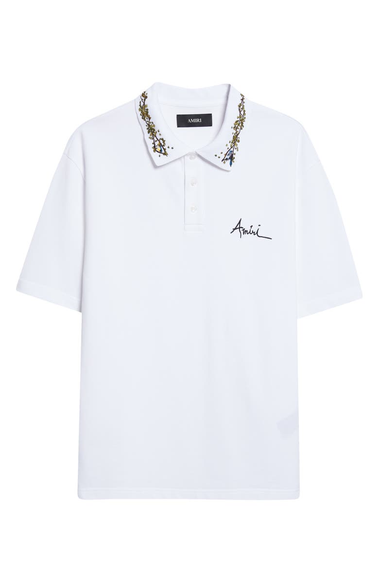 AMIRI Embroidered Collar Polo, Main, color, White Archived