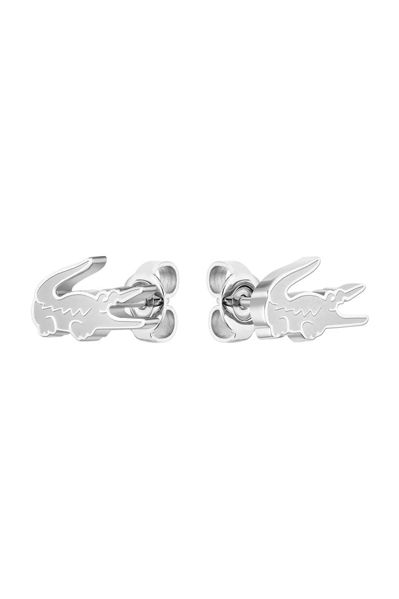 Crocodile Stud Earrings, Main, color, SILVER