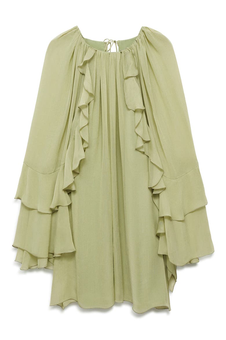 Ruffle Sleeve Float Dress, Alternate, color, GREEN