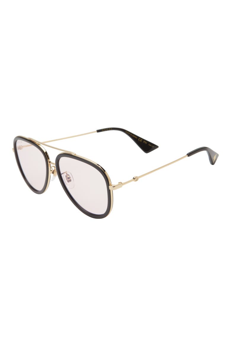 57mm Aviator Sunglasses, Alternate, color, GOLD GOLD PINK