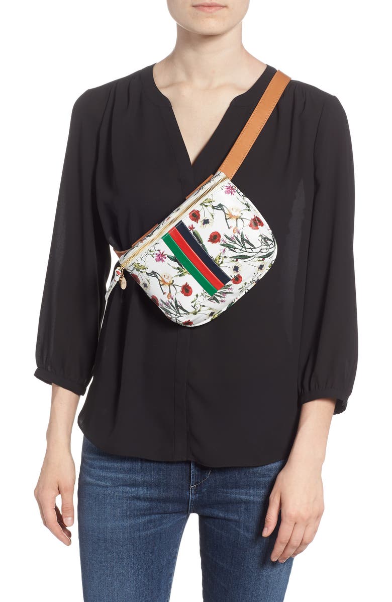 Clare V. Floral Leather Supreme Fanny Pack, Alternate, color,