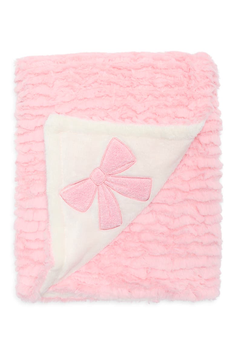 Bow Appliqu9 Blanket, Main, color, PINK