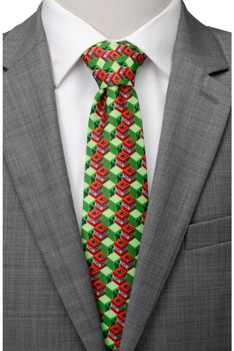Minecraft Creeper TNT Isometric Tie, Alternate, color, GREEN