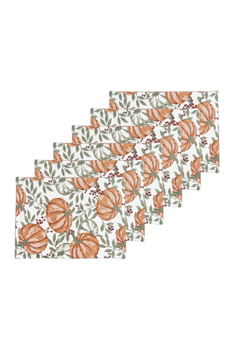 Pumpkin and Berry Harvest Fall Set of 6 Placemats 14" x 20", Main, color, Orange