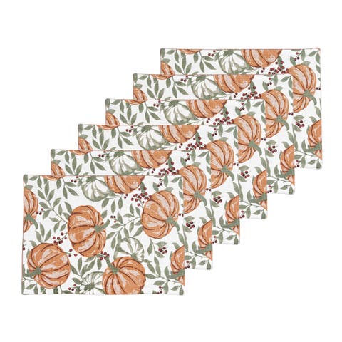 Pumpkin and Berry Harvest Fall Set of 6 Placemats 14" x 20"