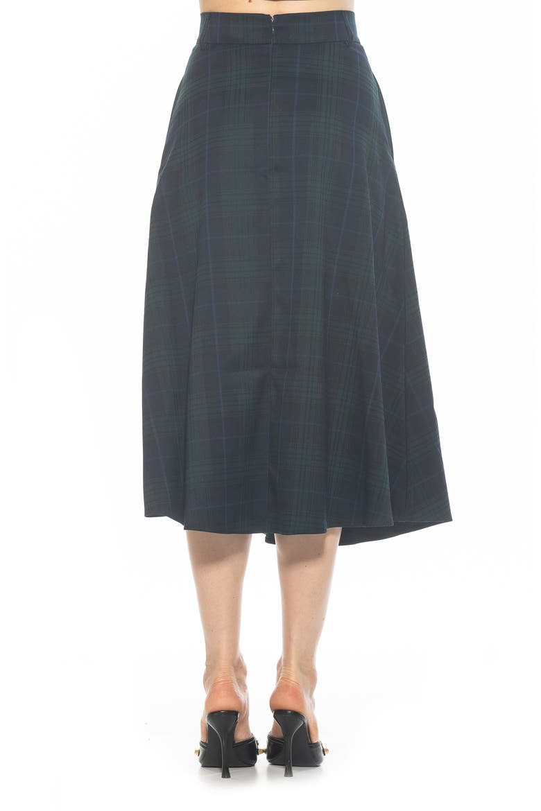Leonie Plaid A-Line Skirt, Alternate, color, GREEN PLAID