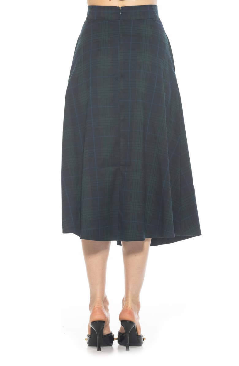 Alexia Admor Leonie Plaid A-Line Skirt, Alternate, color, Green Plaid