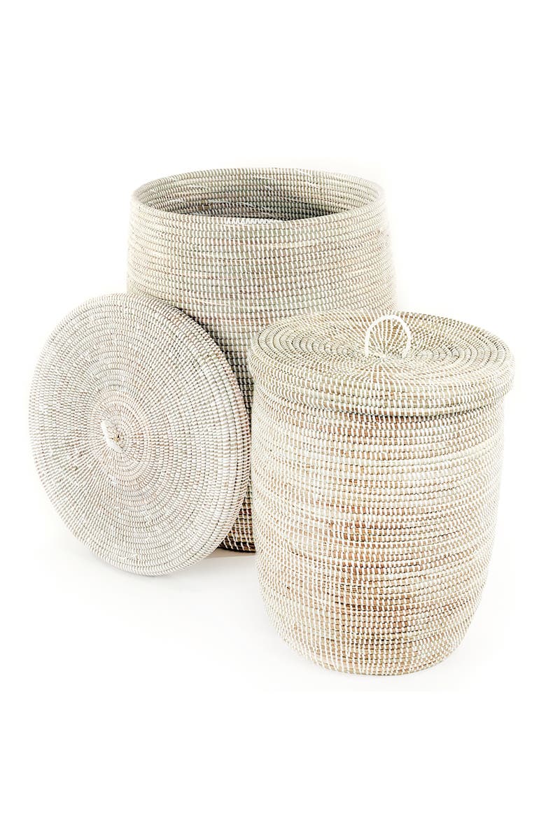 African Modern White Sand Dune Hamper Set, Main, color, White