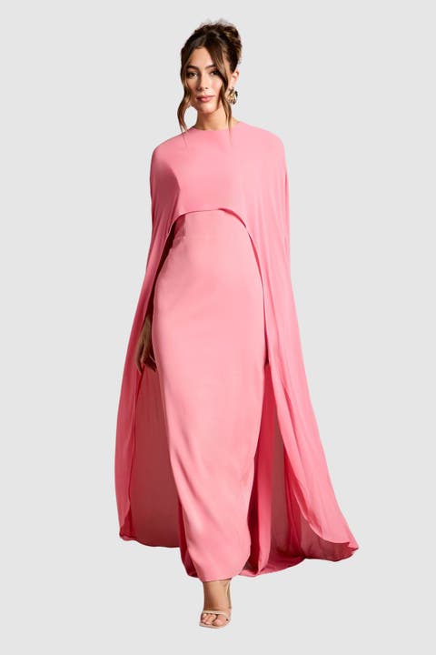 Cape Sleeve Maxi Dress