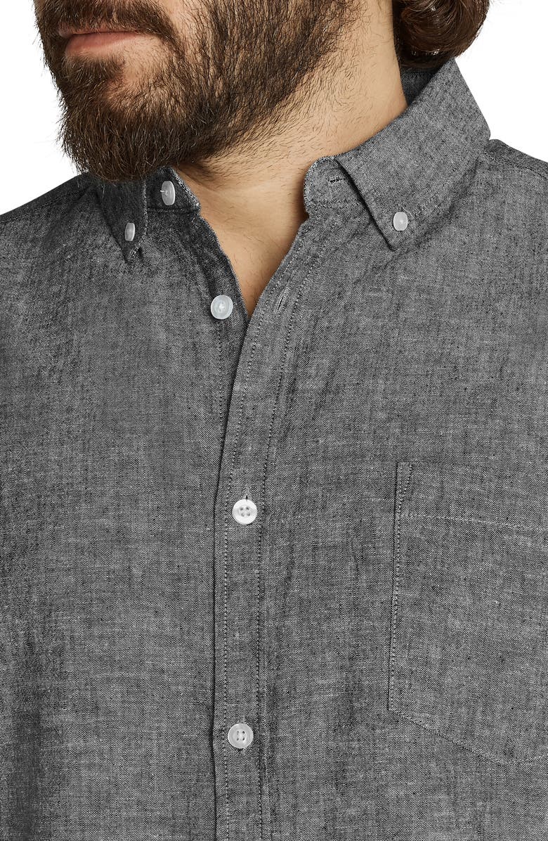 Johnny Bigg Tahiti Short Sleeve Linen Blend Button-Down Shirt, Alternate, color, 