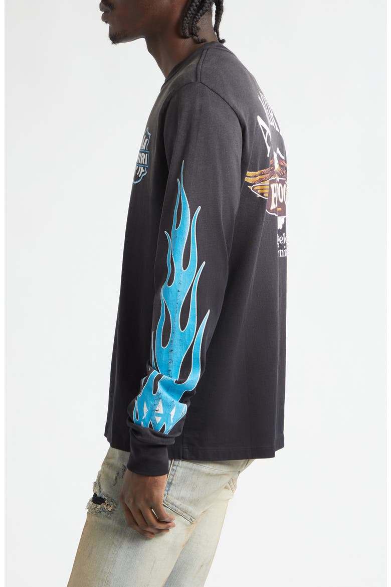 Eagle Flames Long Sleeve Cotton Graphic T-Shirt, Alternate, color, BLACK